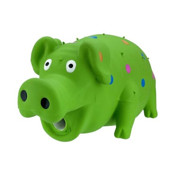 Pigglesworth Latex Squeaky Dog Toy, Green - Picture 1 of 6